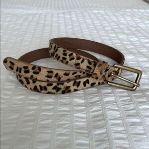 Leopard Print Belt with Bronze Buckle